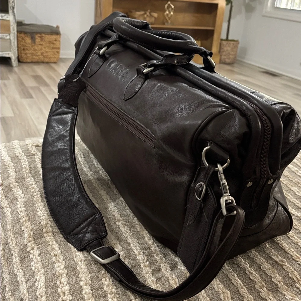 Cintas Brown Large Cowhide Leather Men’s Duffle Travel Weekend Bag Leather Bag‎